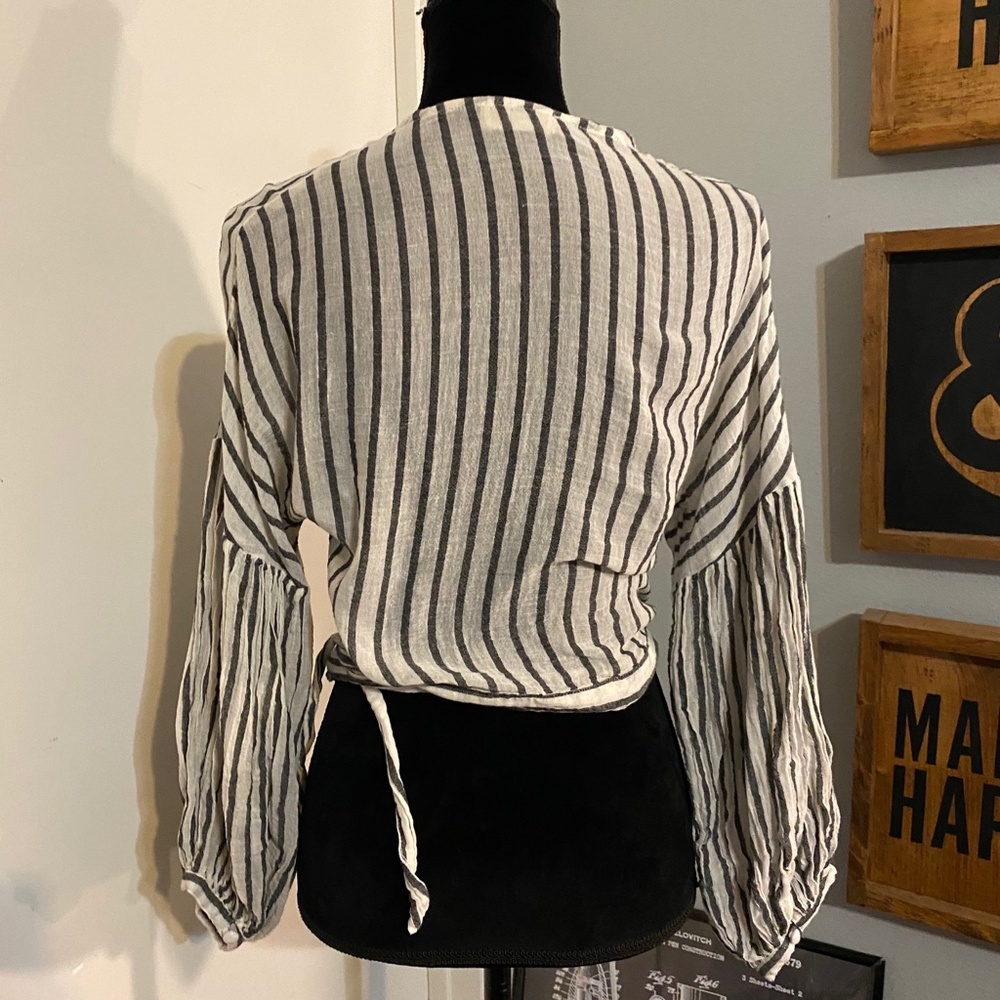 Altar'd State Wrap Stripe Embroidered Boho Blouse - Picture 5 of 7